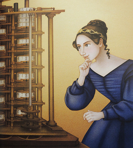 Ada Lovelace and the Analytical Engine — illustration by April Chu